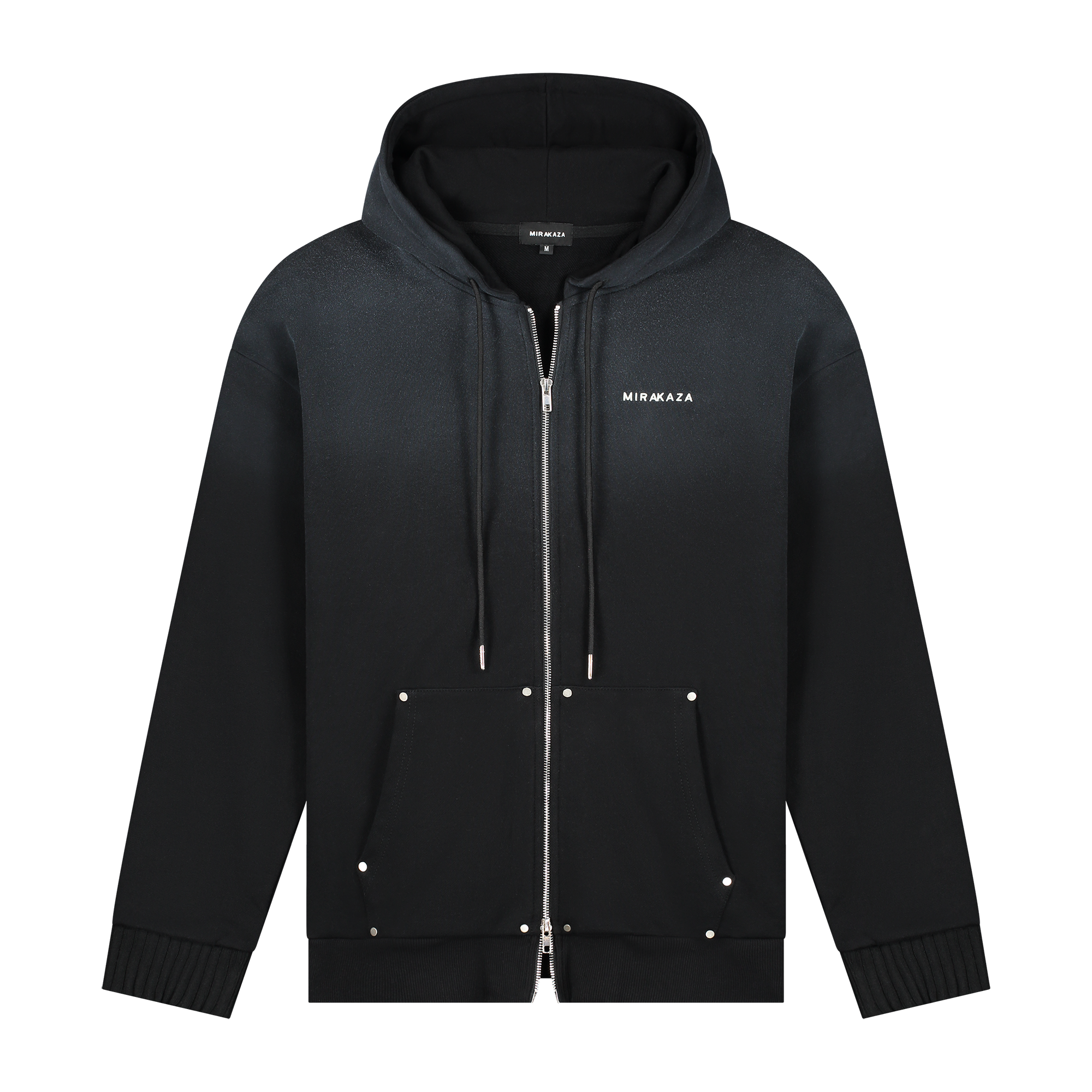 ZIPPED HOODIE WASHED BLACK